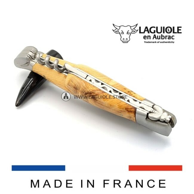 laguiole corkscrew knife juniper wood handle