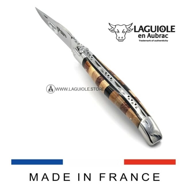 laguiole french knife shiny woodstock marquetry