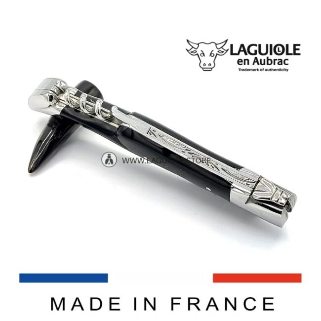 laguiole knife with corkscrews black horn