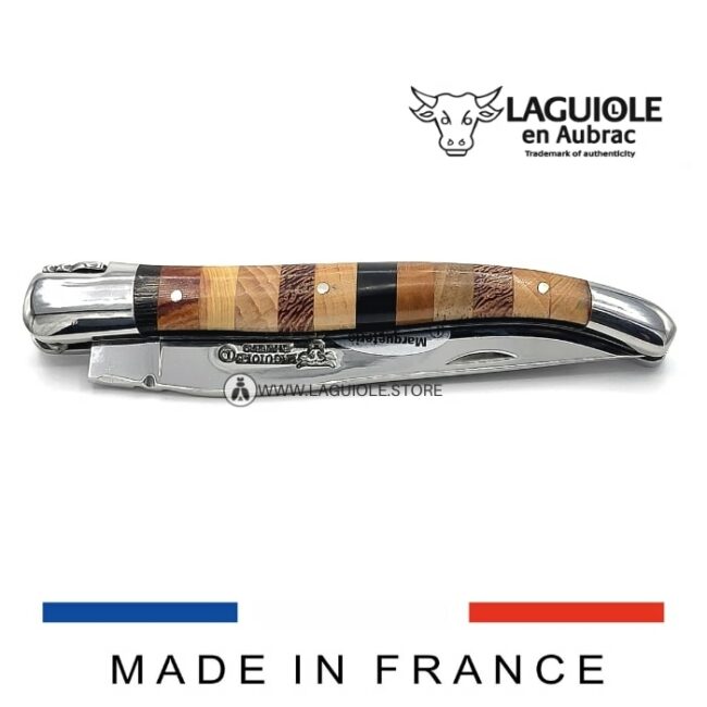 laguiole pocket knife shiny woodstock marquetry handle