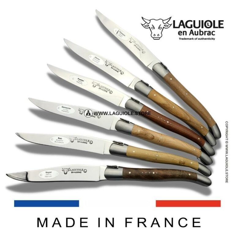 Set of 6 Laguiole en Aubrac Steak Knives 6 Mixed French wood