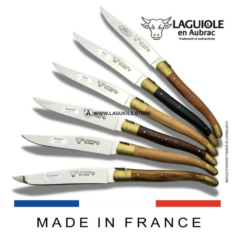 Set of 6 Laguiole en Aubrac Steak Knives 6 Mixed wood handle