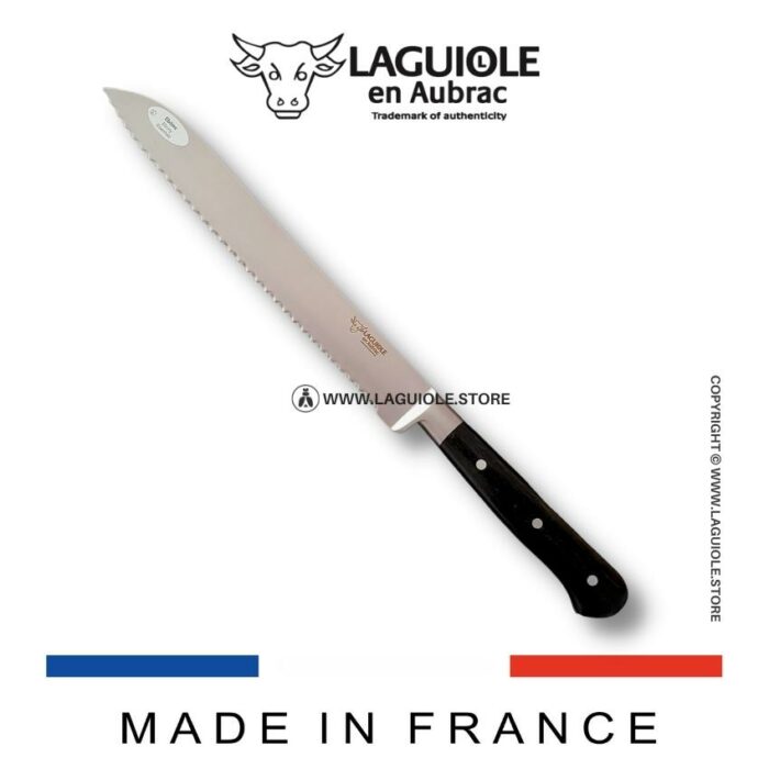 laguiole bread knife handle of your choice : ebony, olive, juniper, walnut wood