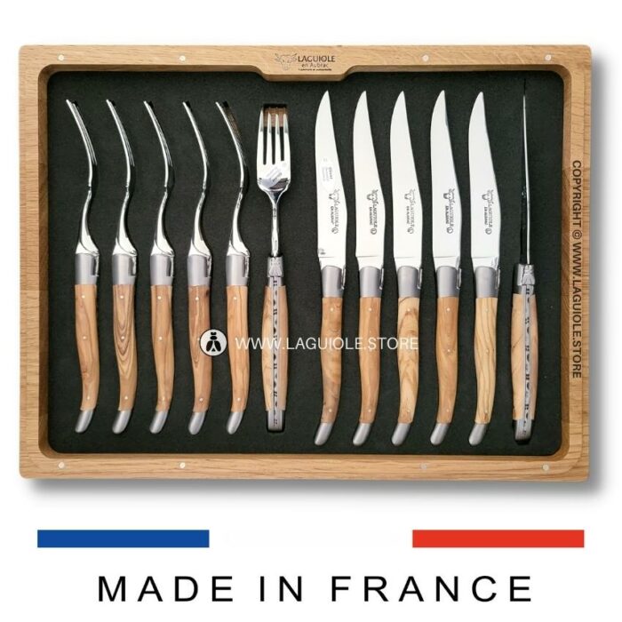 laguiole cutlery set olivewood 12 piece