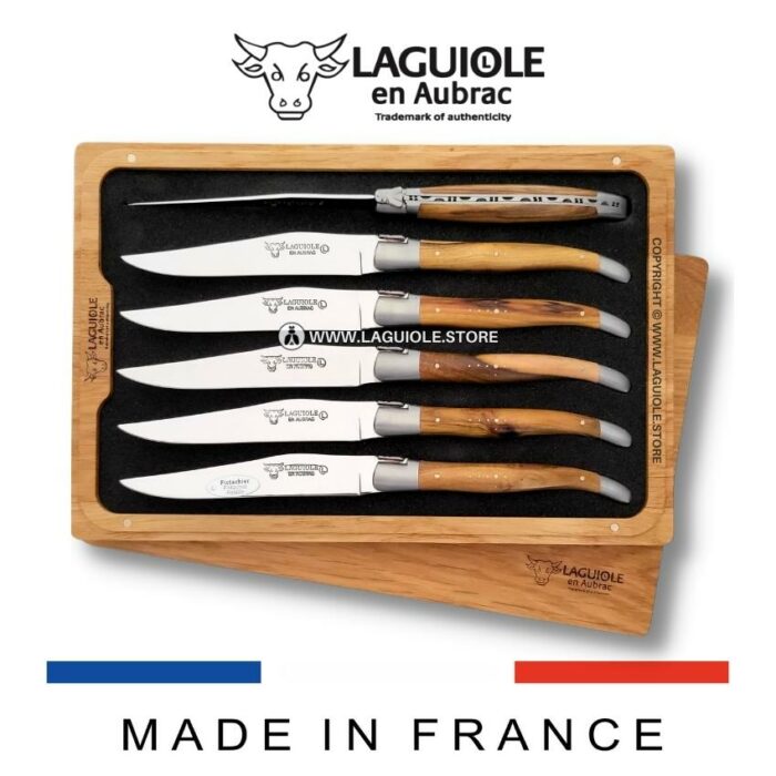 laguiole steak knives set of 6 pistachio wood