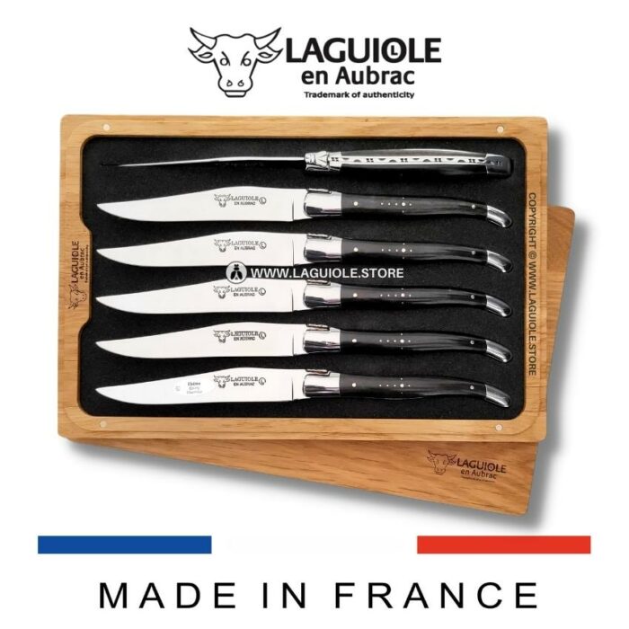 laguiole steak knives set of 6 ebony wood