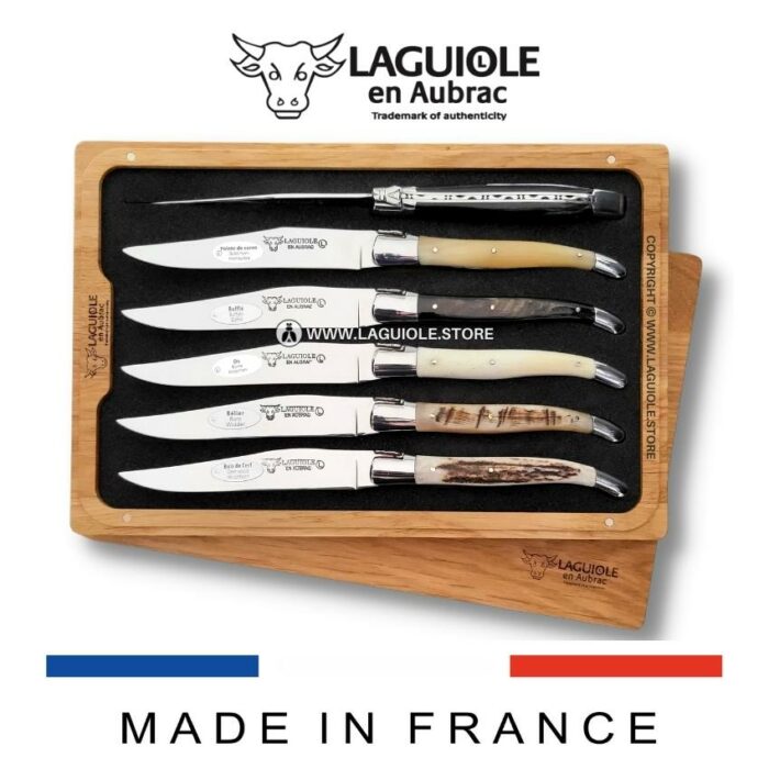 laguiole steak knives set of 6 mixed horn