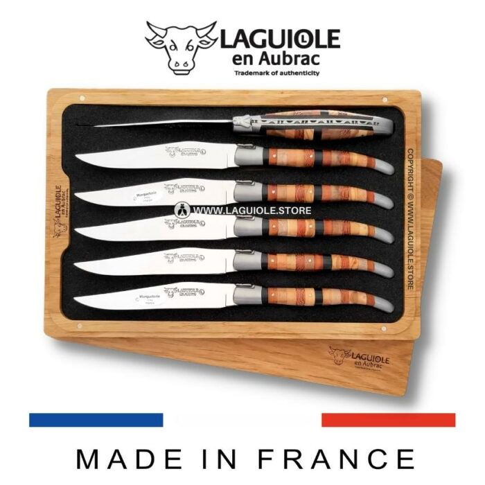 laguiole steak knives set of 6 woodstock marquetry