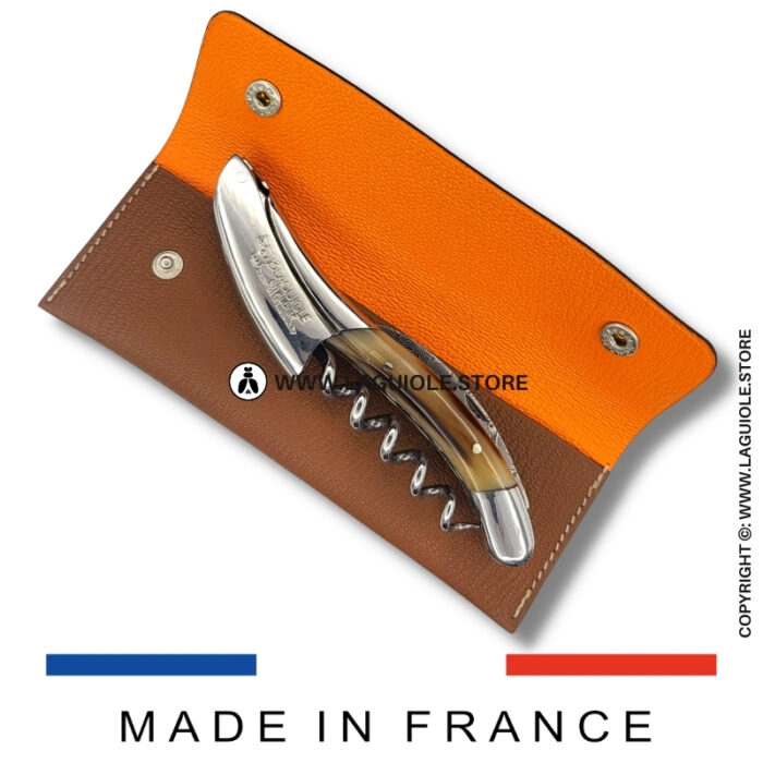 prestige bicolor horizontal leather sheath brown/orange