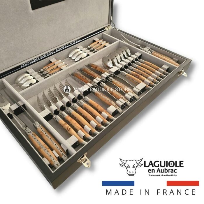 laguiole canteen of cutlery 28 piece juniper wood