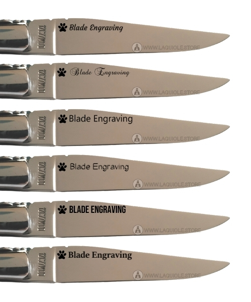 blade engraving text and bear print