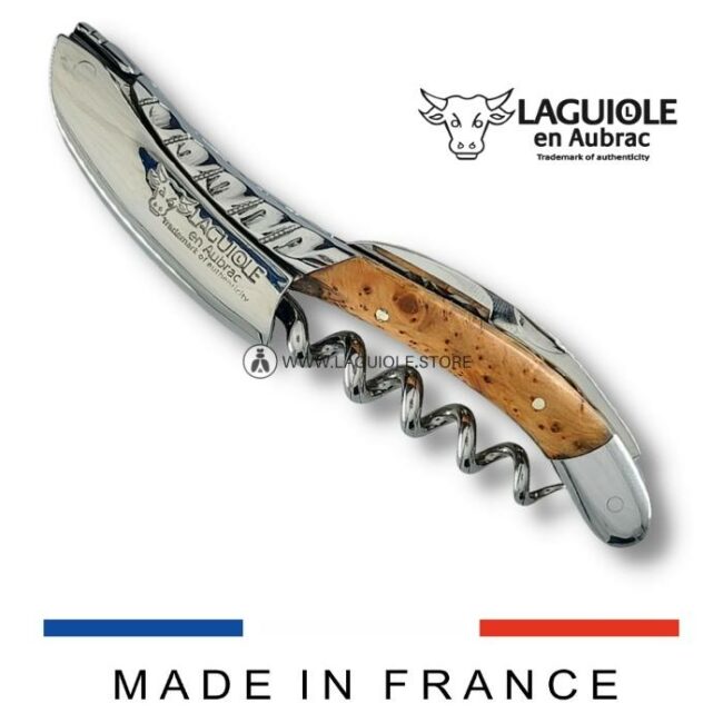 deluxe laguiole corkscrew juniper wood shiny finish