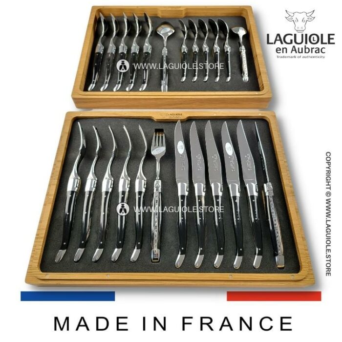 24 piece laguiole canteen of cutlery buffalo horn