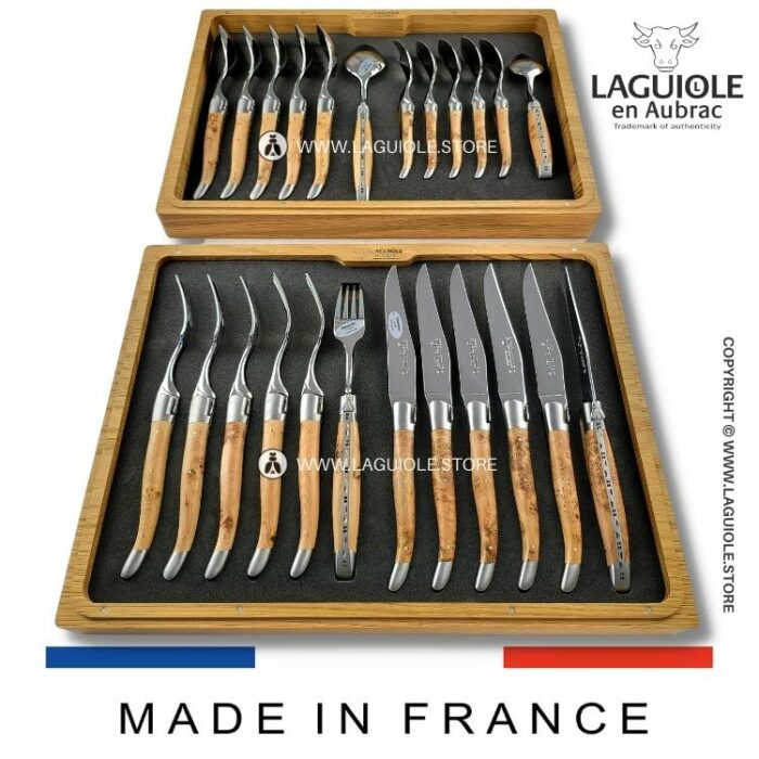 24 piece laguiole canteen of cutlery juniper wood