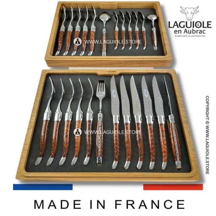24 piece laguiole canteen of cutlery snakewood