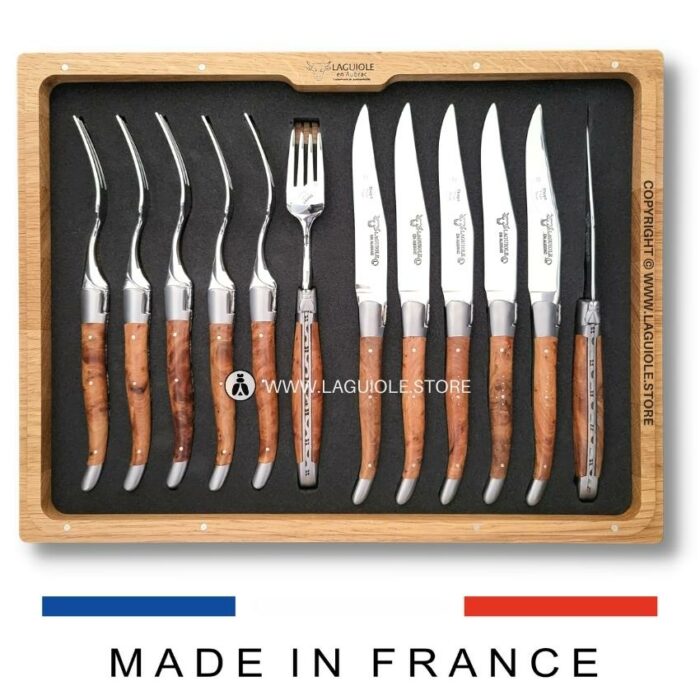 laguiole cutlery set thuya wood 12 piece