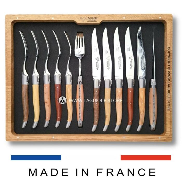 laguiole cutlery set 6 french wood 12 piece