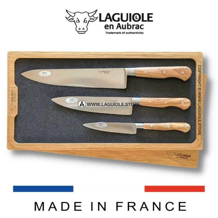 classic laguiole kitchen knife set olivewood
