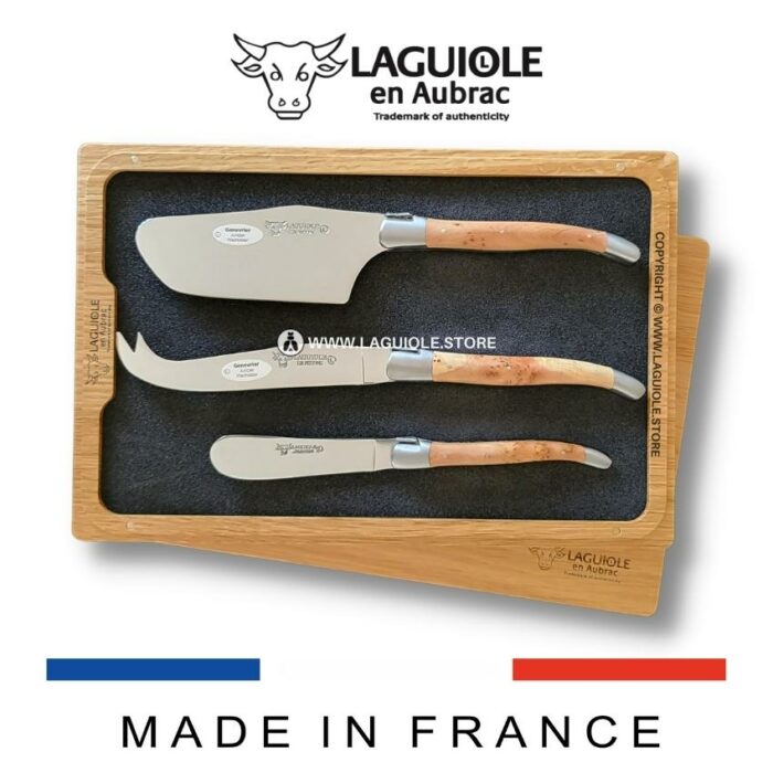 laguiole cheese set juniper wood
