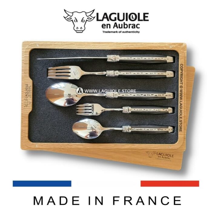 5 piece laguiole flatware set ebony wood