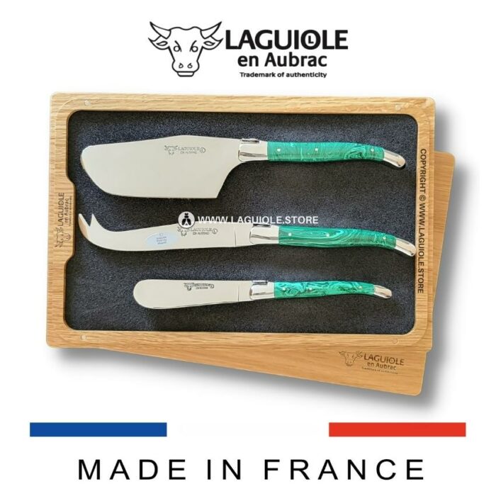 laguiole cheese set malachite stone