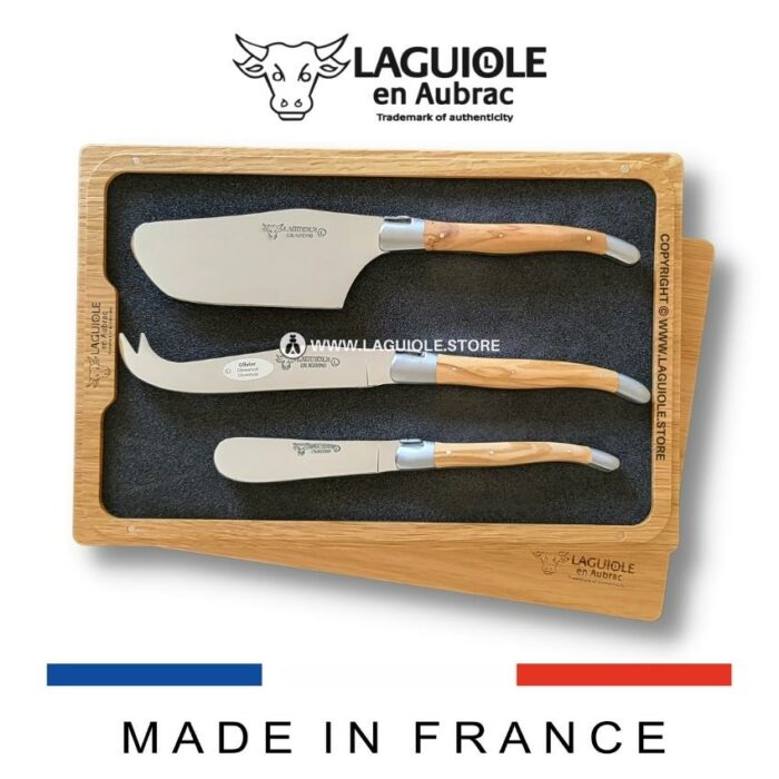 laguiole cheese set olivewood