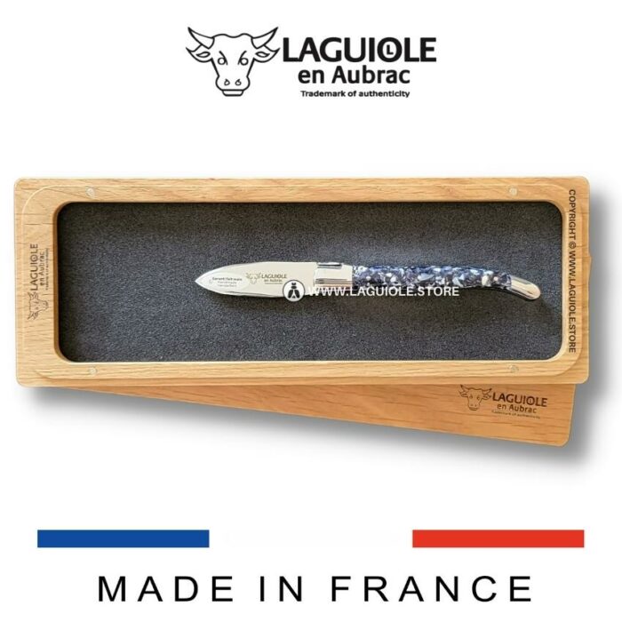 laguiole oyster knife handle made of recycled mussels shells