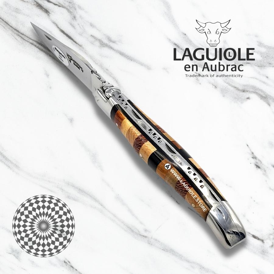 Laguiole Folding Knife Woodstock Marquetry Handle (Glossy)