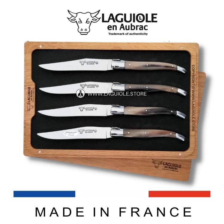 4-Piece Zebu Horn Tip Steak Knives by Laguiole en Aubrac