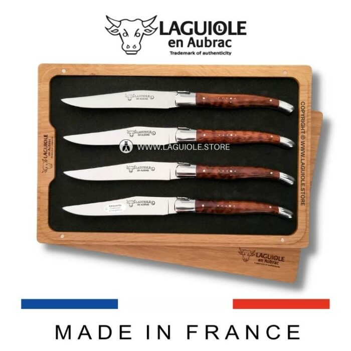laguiole en aubrac 4 piece steak knives snakewood