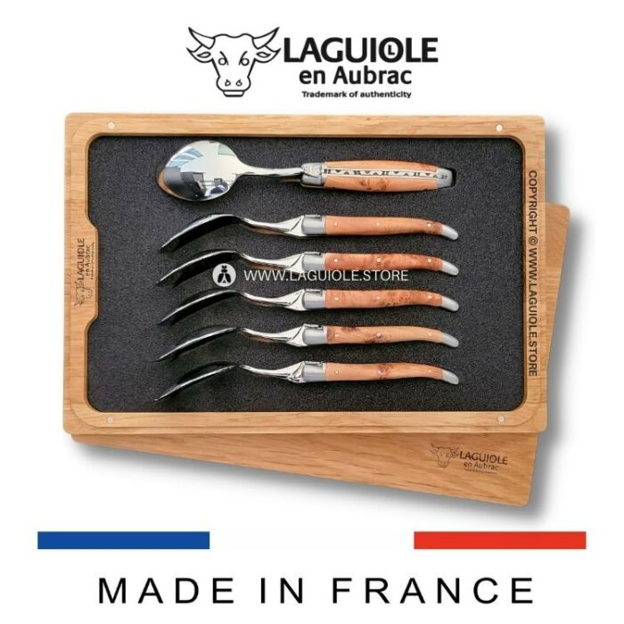 laguiole en aubrac dessert spoons juniper wood