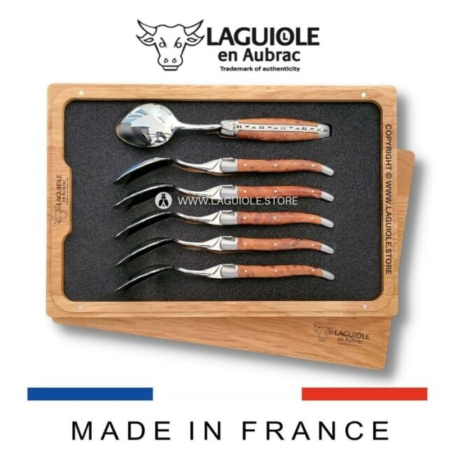 laguiole en aubrac dessert spoons thuya wood