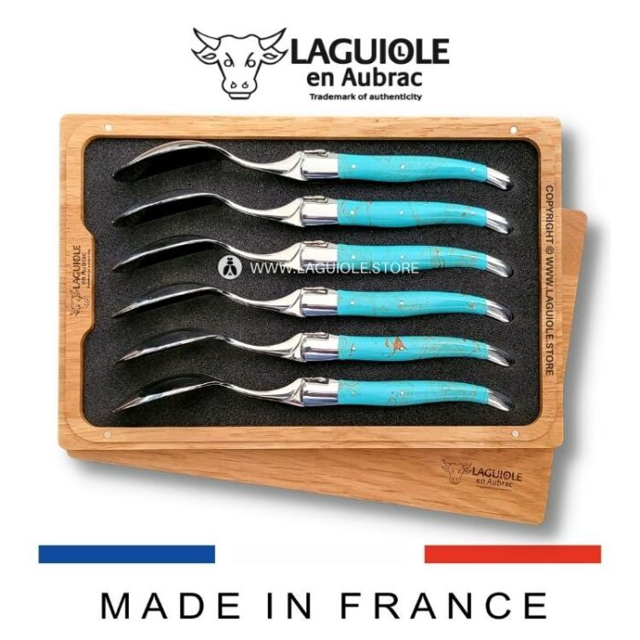 laguiole en aubrac soup spoons turquoise stone – malachite or larimar