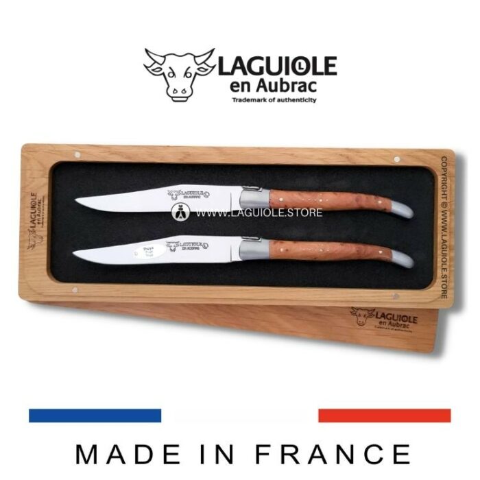 laguiole en aubrac table knives thuya wood set of 2