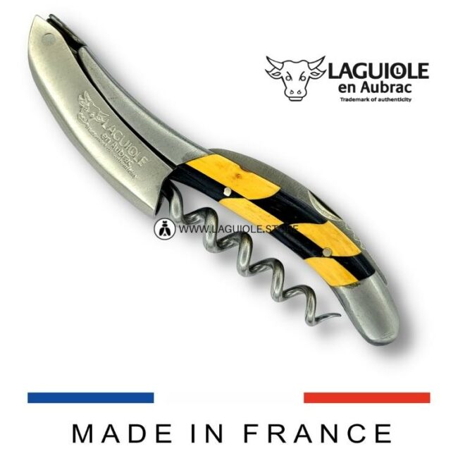 laguiole corkscrew checkerboard ebony/boxwood satin finish