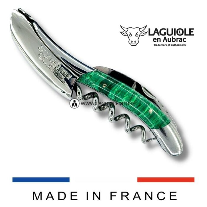 laguiole corkscrew malachite stone shiny finish