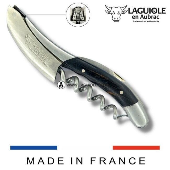 laguiole corkscrew with prestige bee ebony wood satin finish