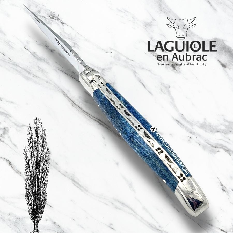 laguiole knife blue poplar burl handle