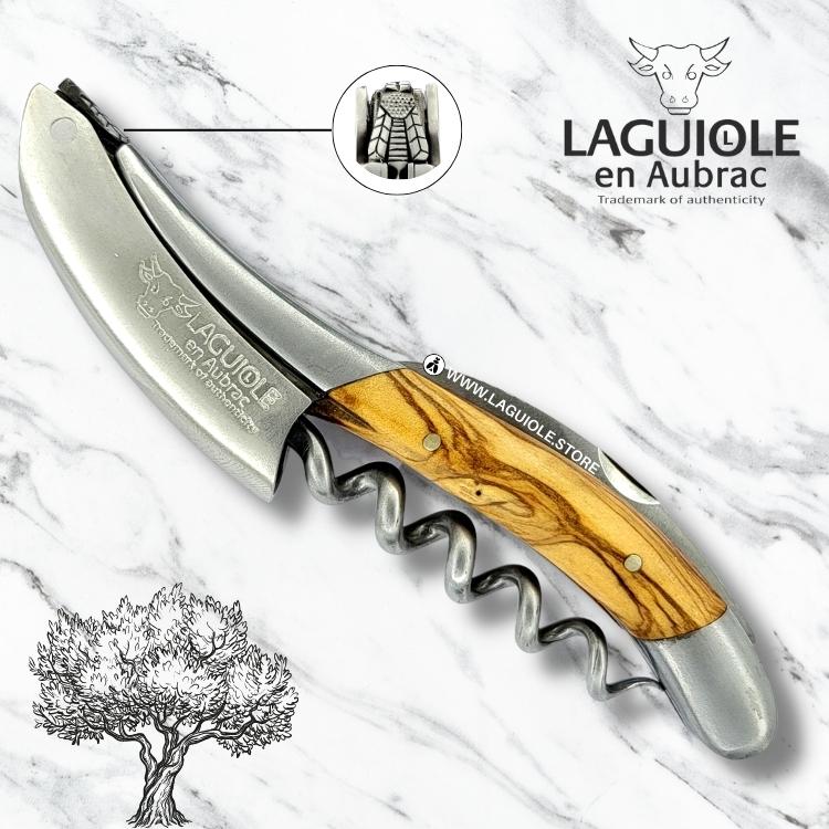 laguiole corkscrew with prestige bee olivewood satin finish