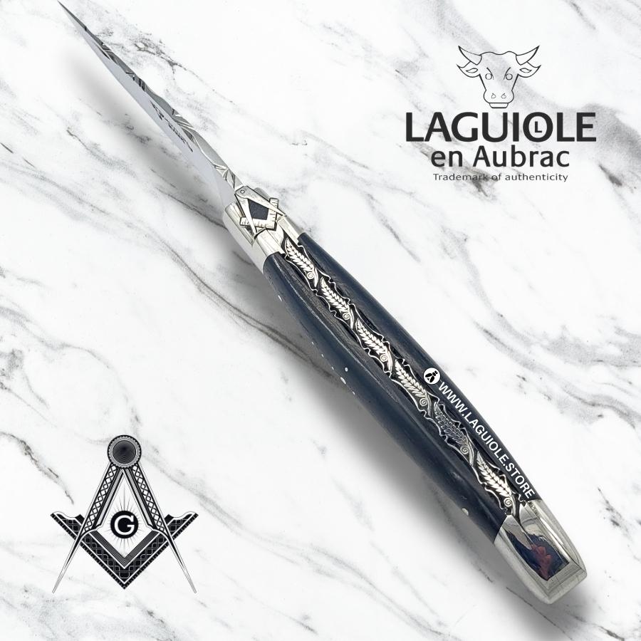 laguiole 'freemason' knife ebony wood handle
