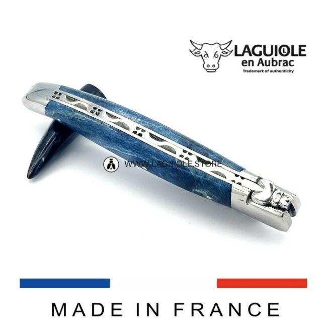 laguiole knife blue poplar burl handle