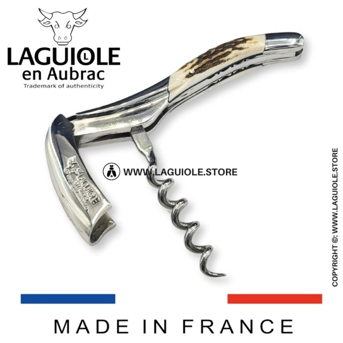 laguiole corkscrew with prestige stag horn shiny finish