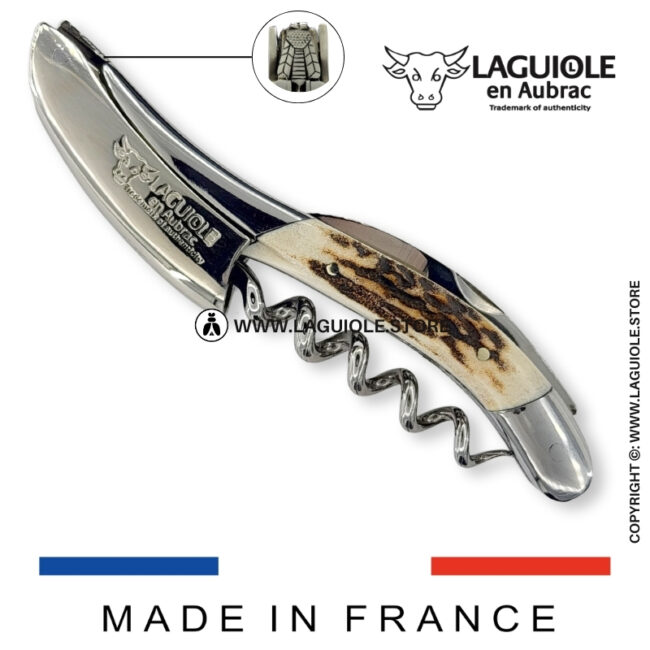 laguiole corkscrew with prestige stag horn shiny finish