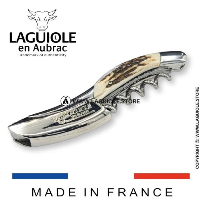 laguiole corkscrew with prestige stag horn shiny finish
