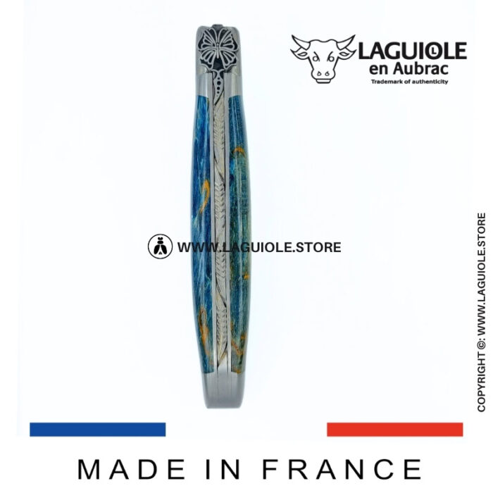 laguiole knife “butterfly” – blue birch wood handle