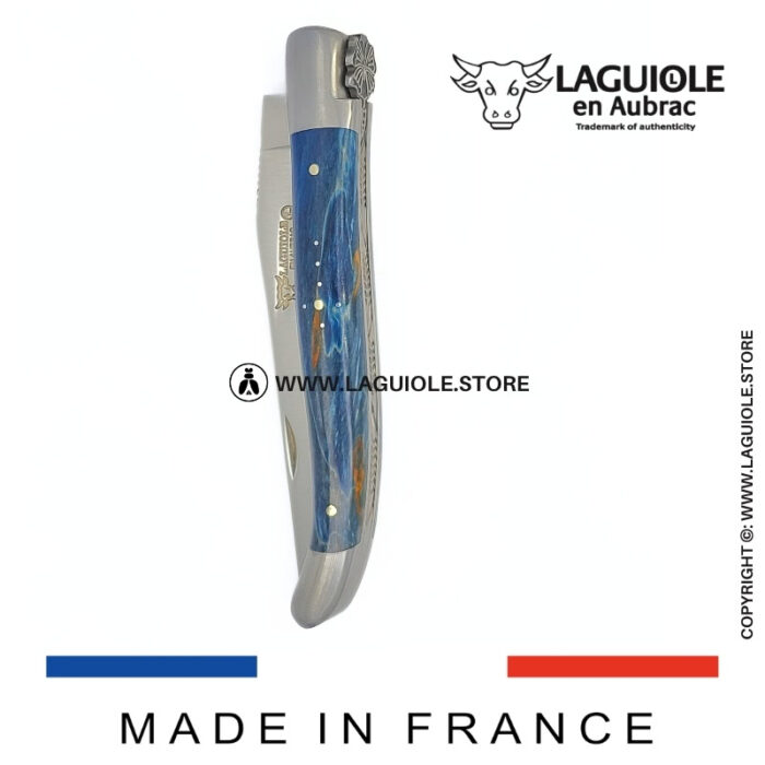 laguiole knife “butterfly” – blue birch wood handle