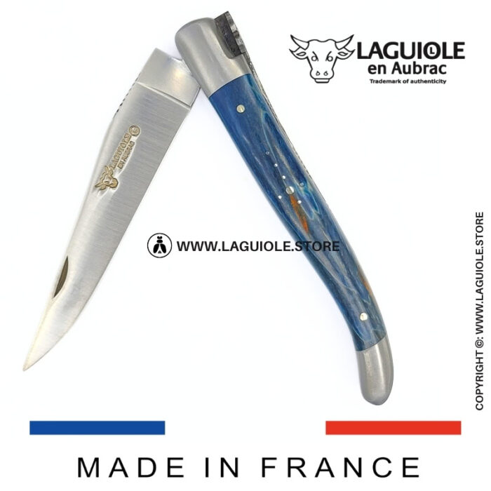 laguiole knife “butterfly” – blue birch wood handle