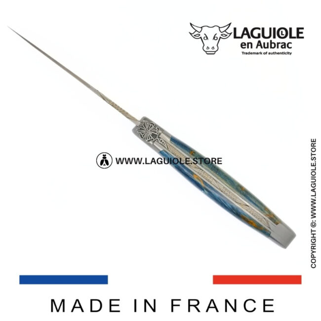 laguiole knife “butterfly” – blue birch wood handle