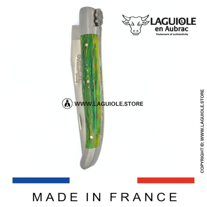 laguiole pocket knife “butterfly” – green birch wood handle