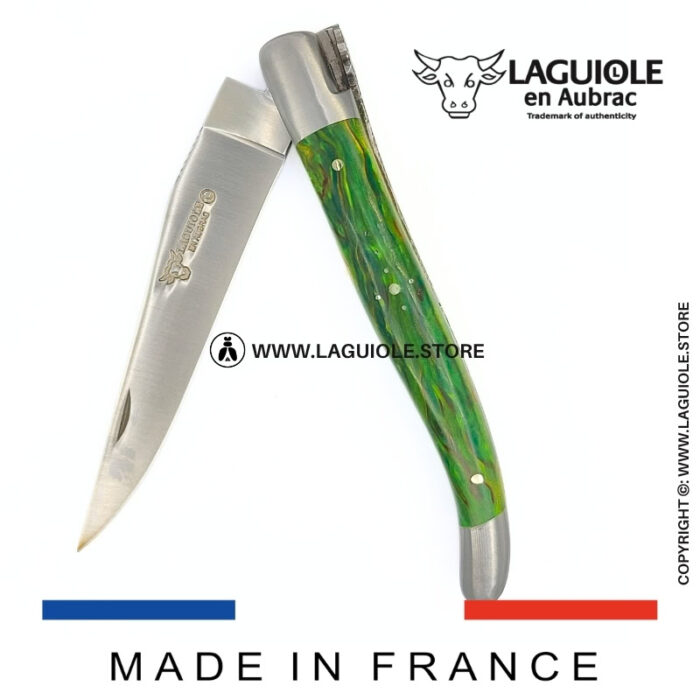 laguiole pocket knife “butterfly” – green birch wood handle